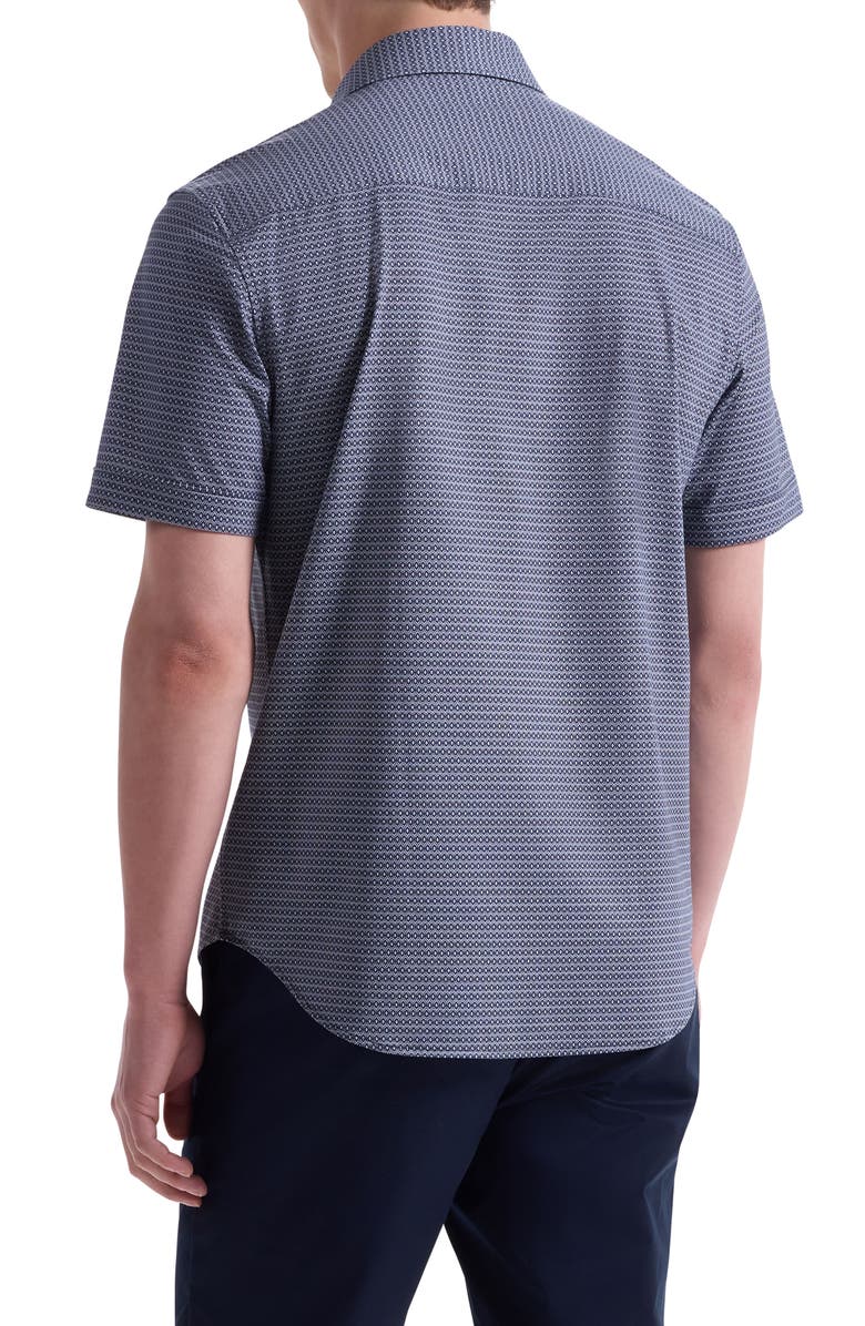 Bugatchi Miles OoohCotton<sup>®</sup> Short Sleeve Button-Up Shirt, Alternate, color, Navy