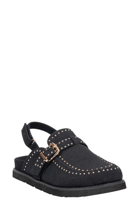 Corell Studded Faux Leather Slingback Clog