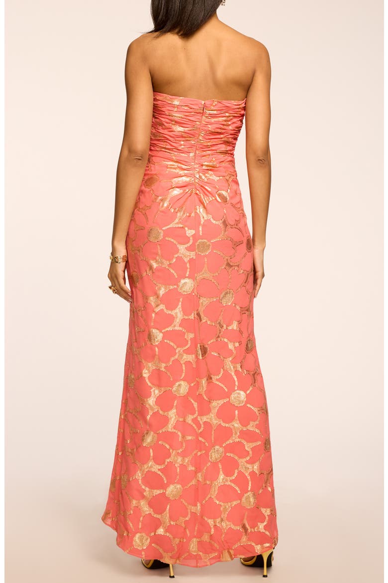 Daisy Goldie Metallic Strapless Gown, Alternate, color, CORAL JACQUARD