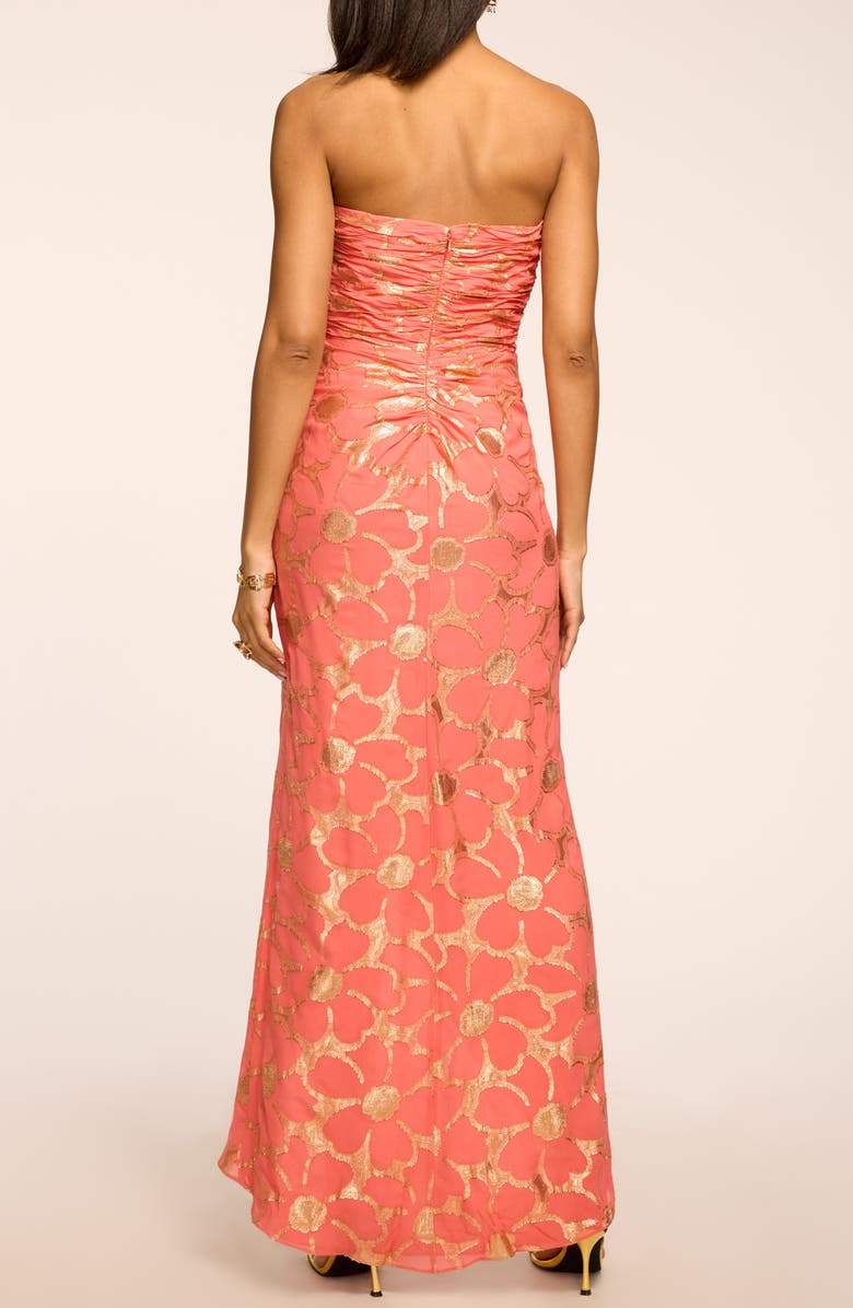 Ramy Brook Daisy Goldie Metallic Strapless Gown, Alternate, color, Coral Jacquard