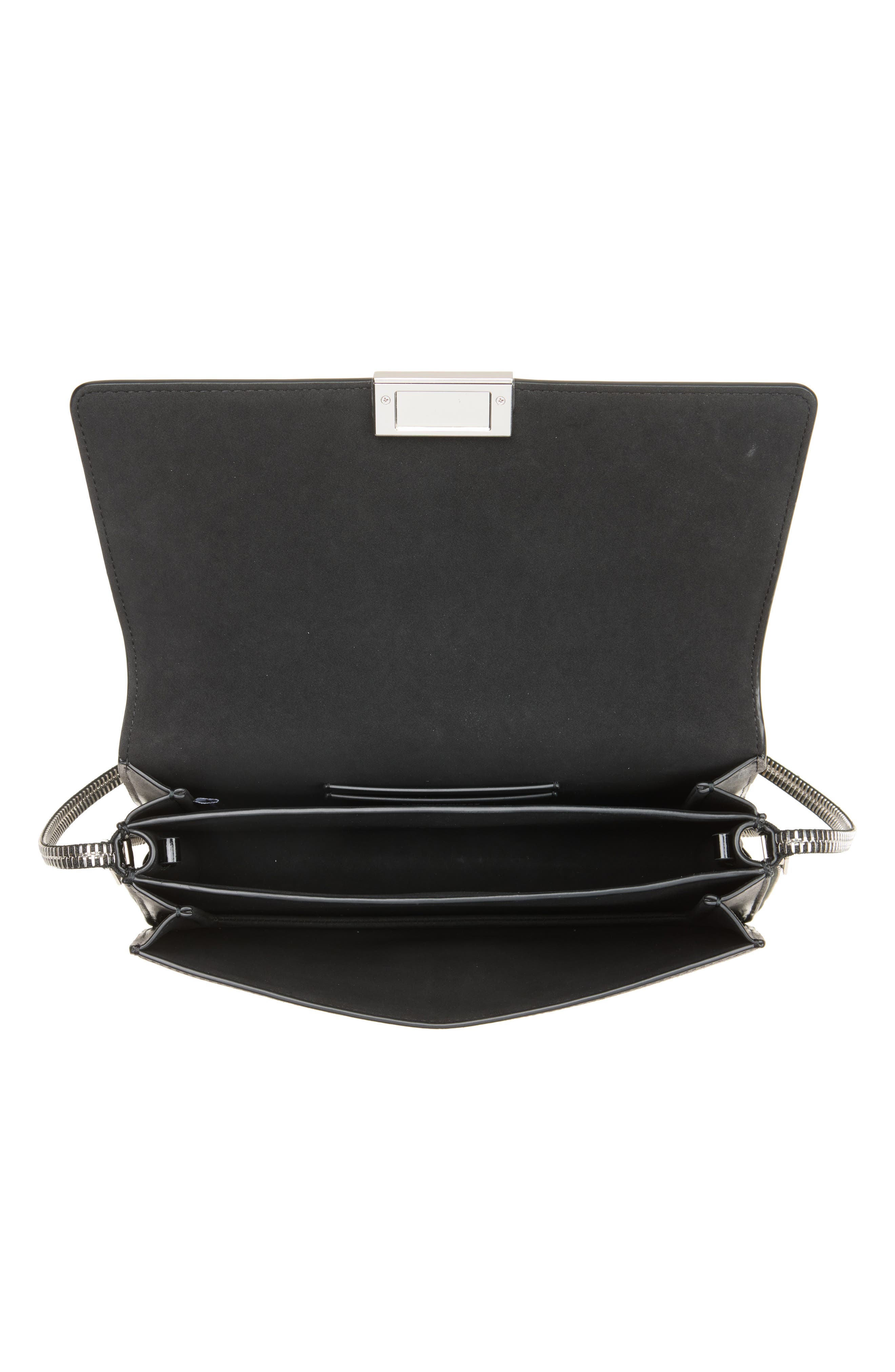 Siren Medium Leather Flap Bag, Alternate, color, BLACK
