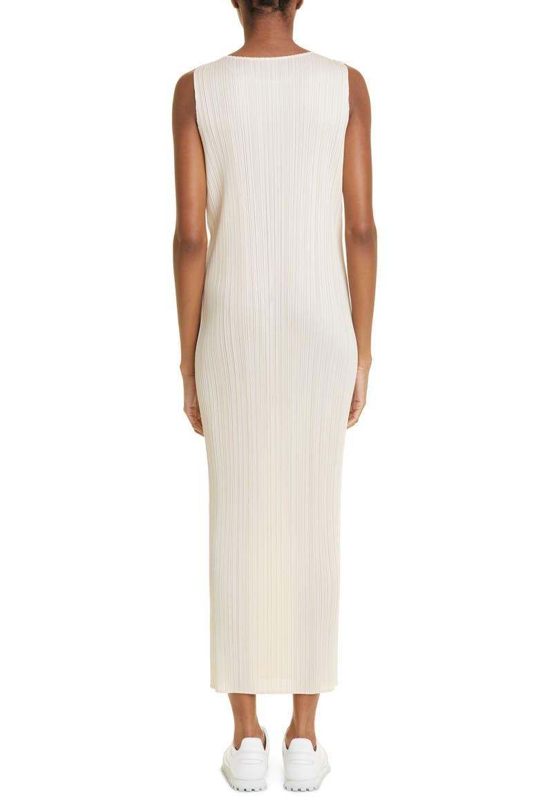 Pleated Midi Dress, Alternate, color, LIGHT BEIGE