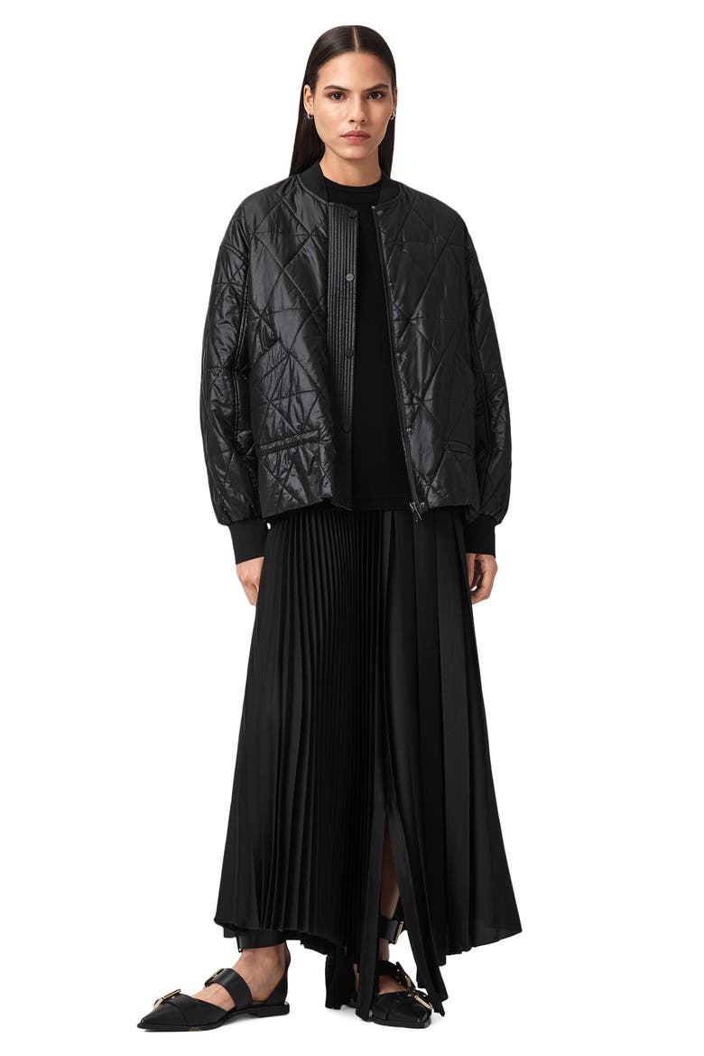 Alii Quilted Bomber Jacket, Alternate, color, BLACK