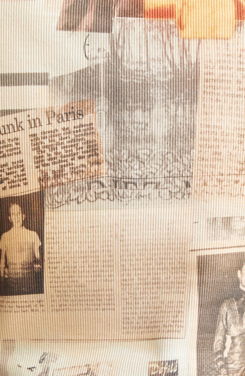 Jean Paul Gaultier Journal Print Rib T-Shirt, Alternate, color, Ecru/ Light Grey/ Red