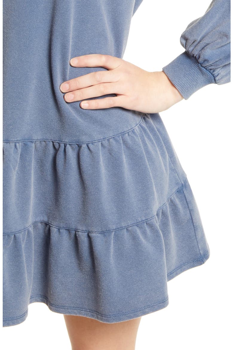 Drop Waist Long Sleeve Babydoll Dress, Alternate, color, NAVY DENIM