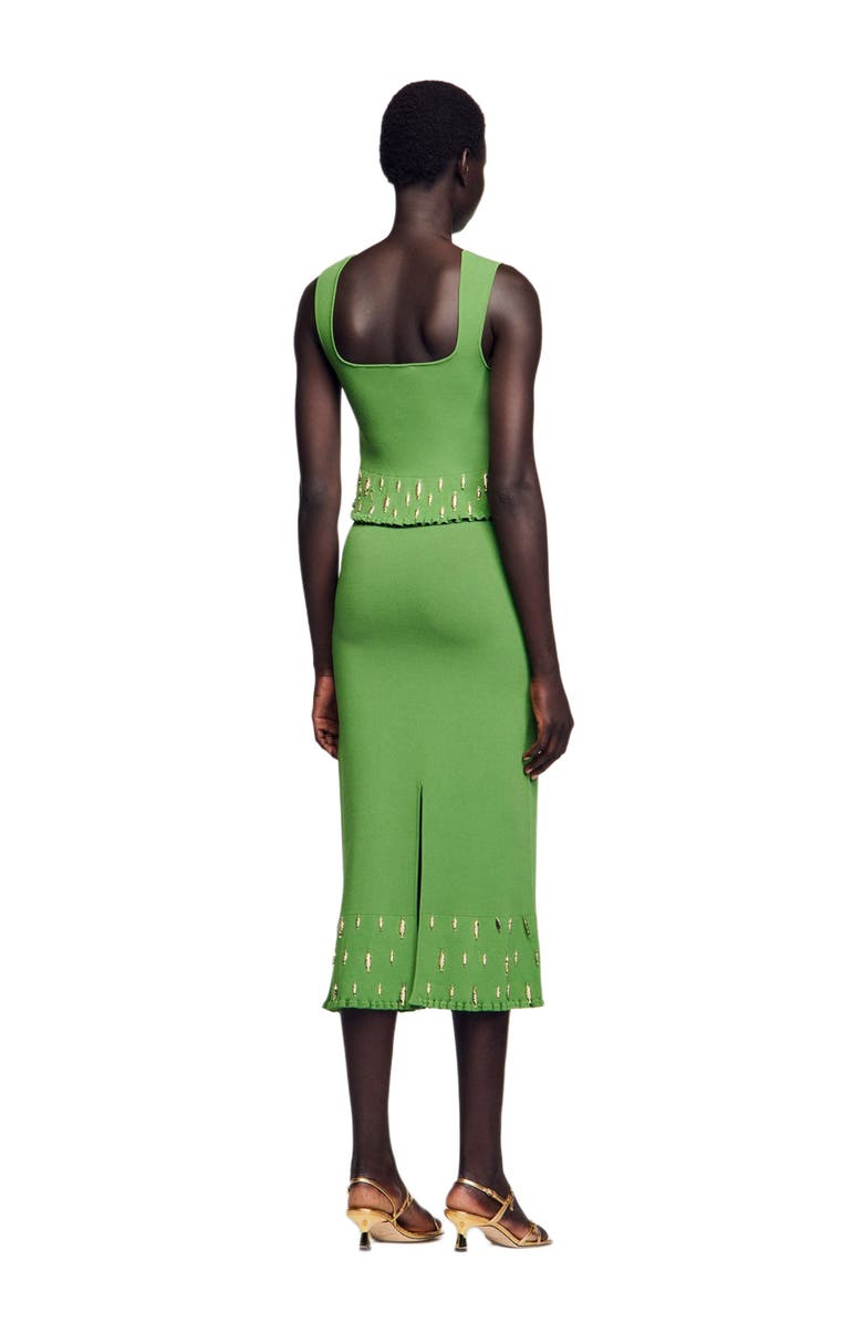 SANDRO Long knit skirt with charms, Alternate, color,