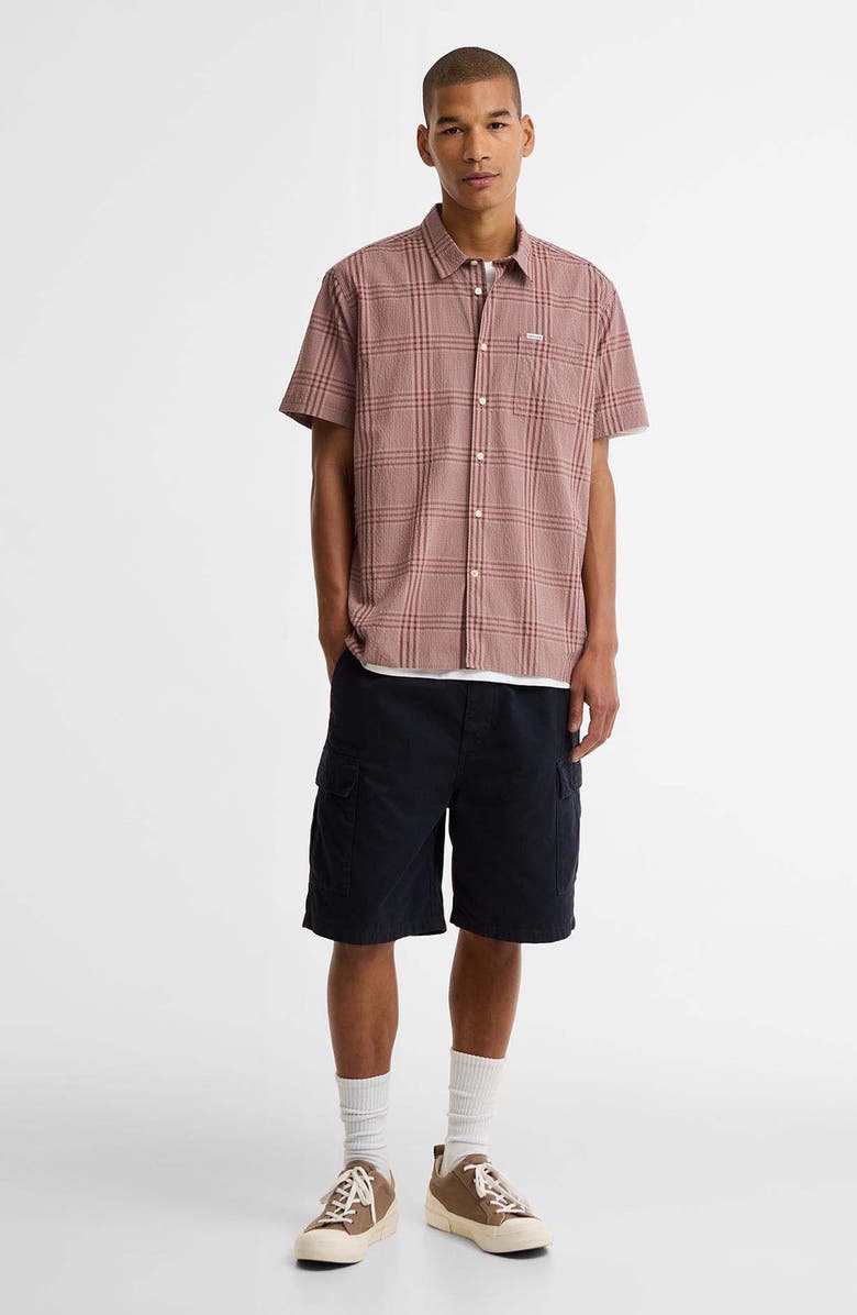 Barbour Carrock Plaid Seersucker Short Sleeve Button-Up Shirt, Alternate, color, Burnt Pepper