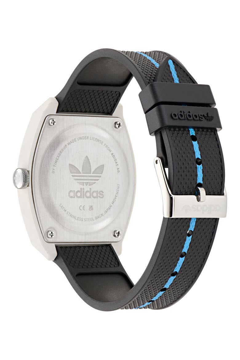 AO Street Project 2 White Logo Graphic Resin Strap Watch, 38mm, Alternate, color, BLACK