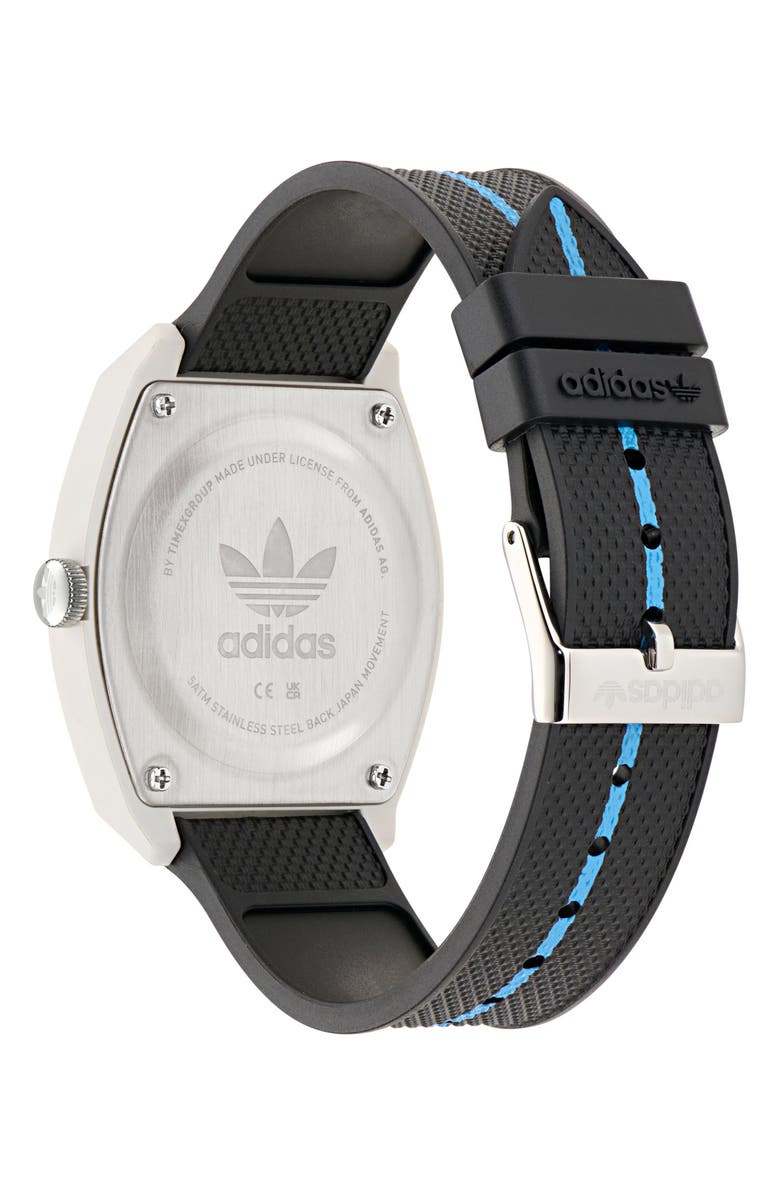 adidas AO Street Project 2 White Logo Graphic Resin Strap Watch, 38mm, Alternate, color, Black