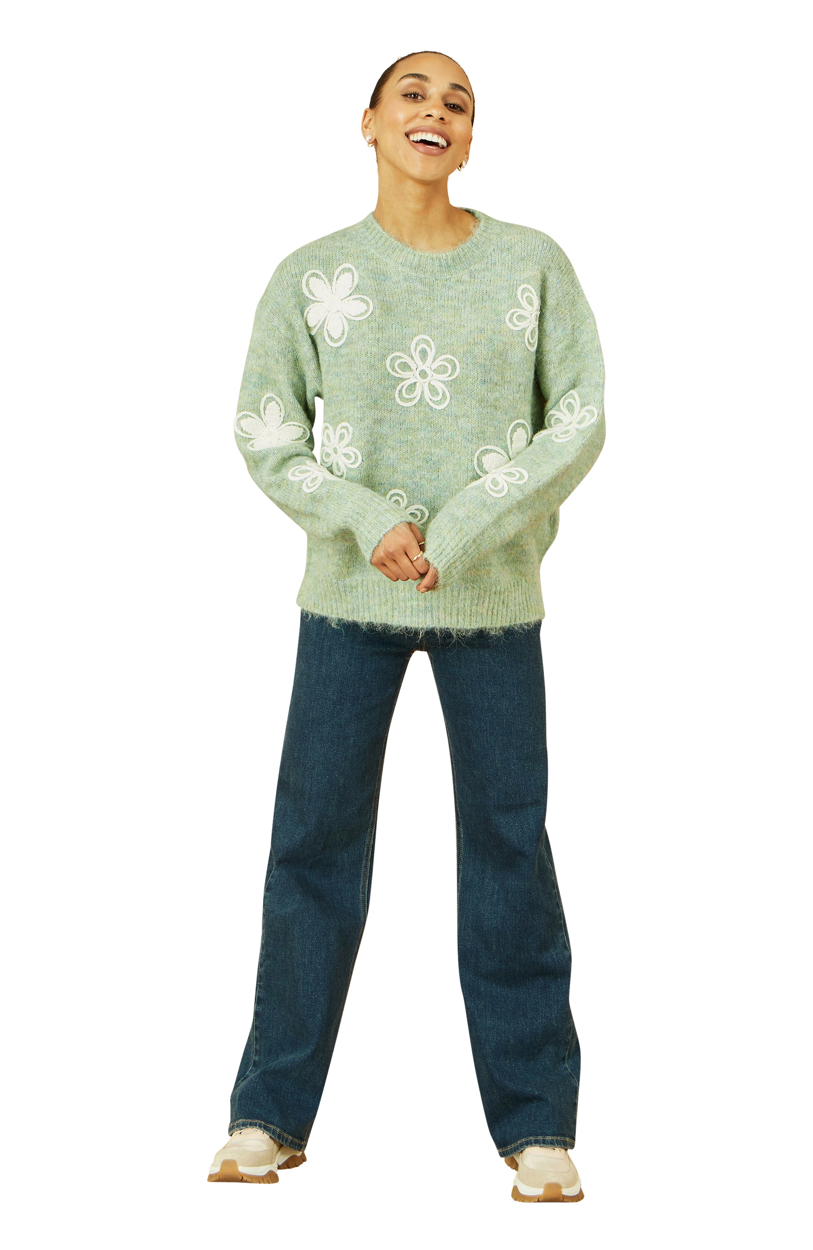 Crochet Flower Knit Sweater - image 3