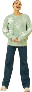 Yumi Crochet Flower Knit Sweater