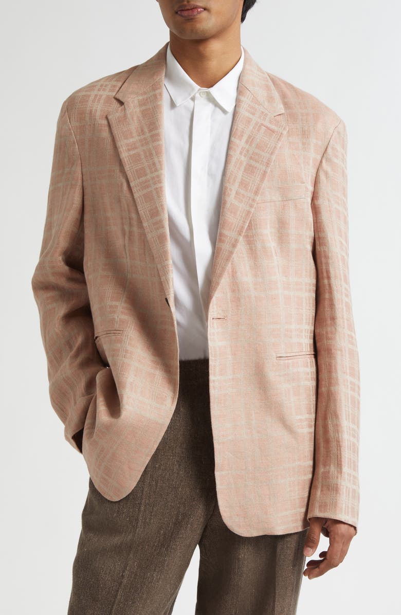 OUR LEGACY Unconstructed Shinjuku Linen Blazer, Main, color, Hammock Check Crumpled Linen