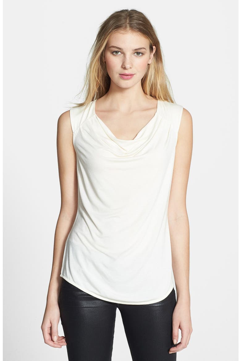 Drape Neck Sleeveless Tee, Main, color, TAYLOR IVORY