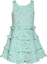 Hannah Banana Kids' Splatter Print Tiered Ruffle Dress