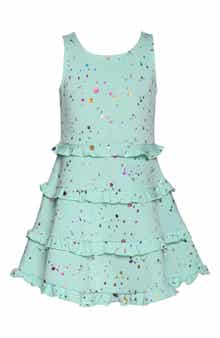 Kids' Splatter Print Tiered Ruffle Dress