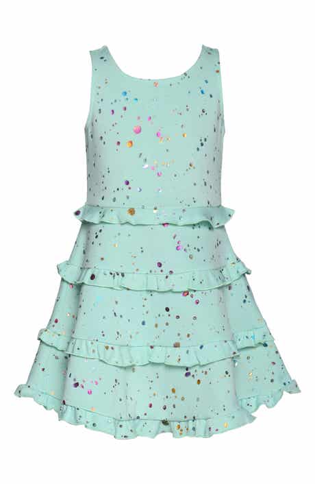 Kids' Splatter Print Tiered Ruffle Dress