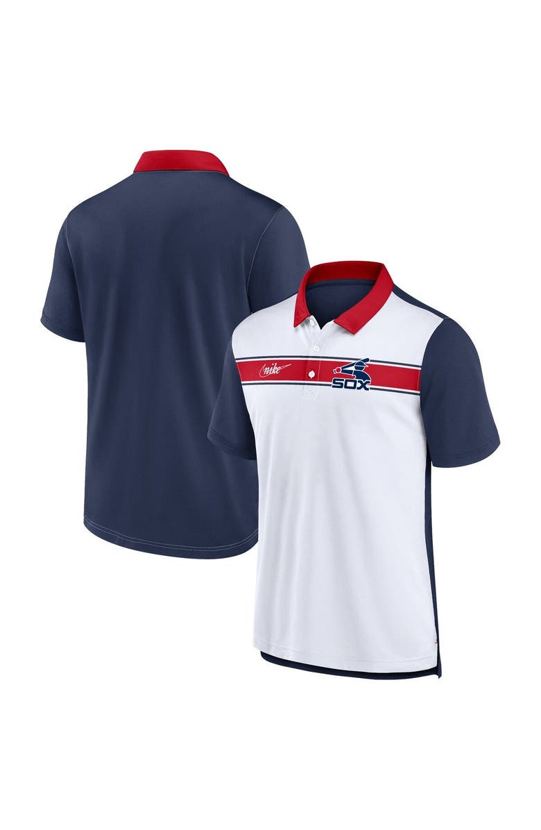Nike Men's Nike White/Navy Chicago White Sox Rewind Stripe Polo, Main, color, White