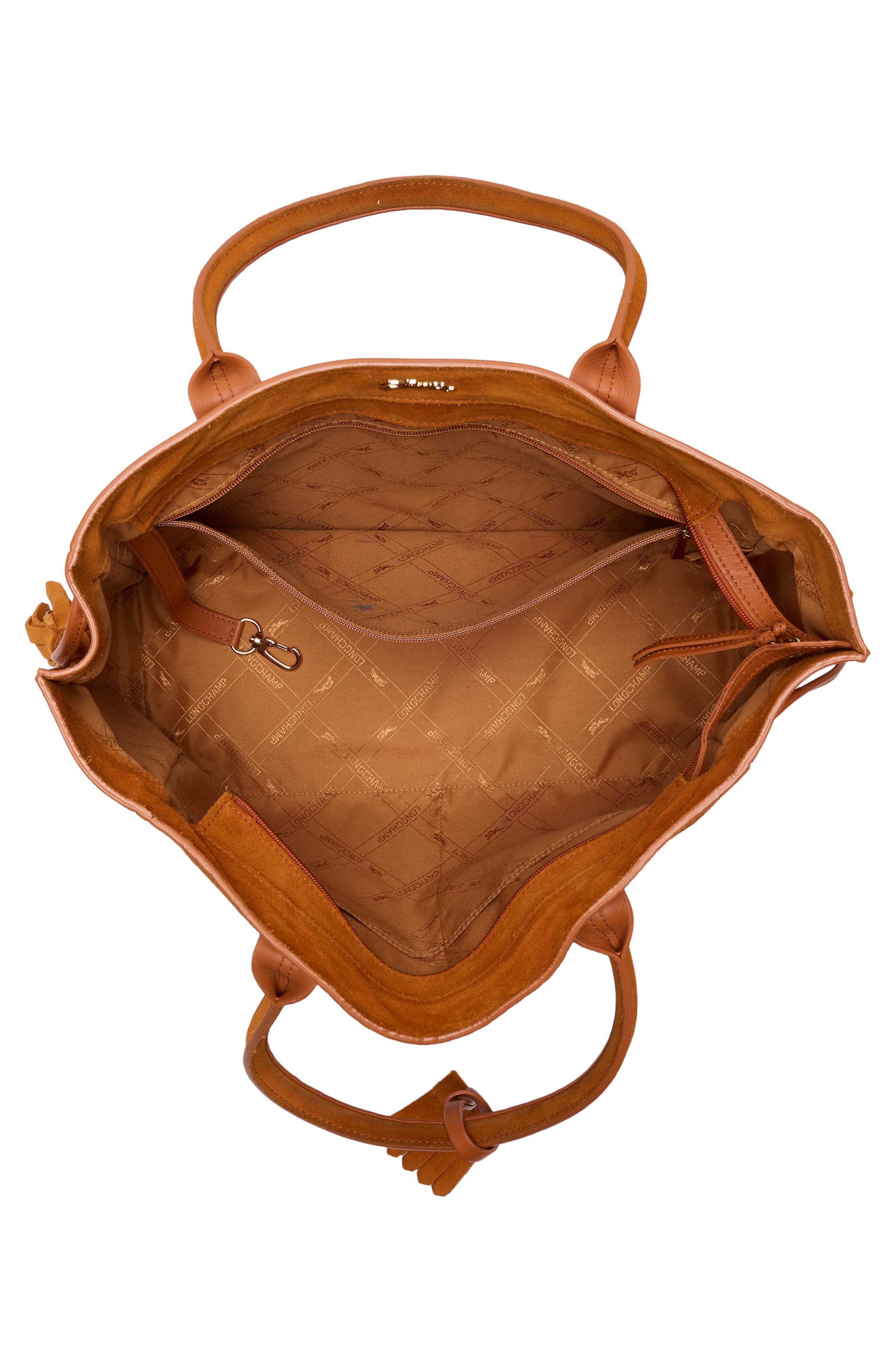 Longchamp Medium Leather Tote Bag, Alternate, color, Pumpkin