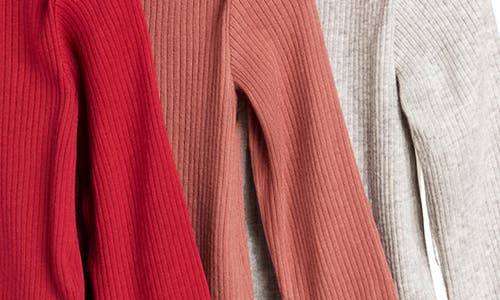 Reiss Assorted 3-pack Ribbed Long Sleeve Bodysuits In Burgundy