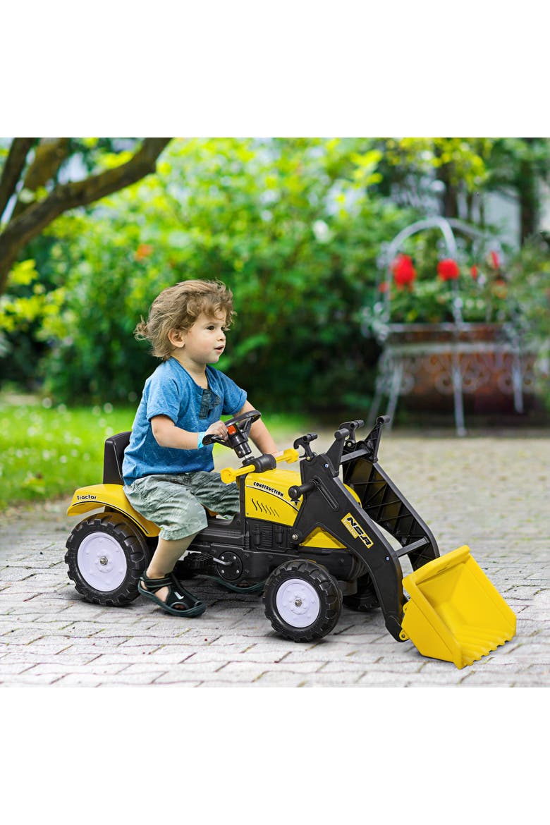 Kids Manual-Pedal Excavator with Front Loader, Alternate, color, Yellow