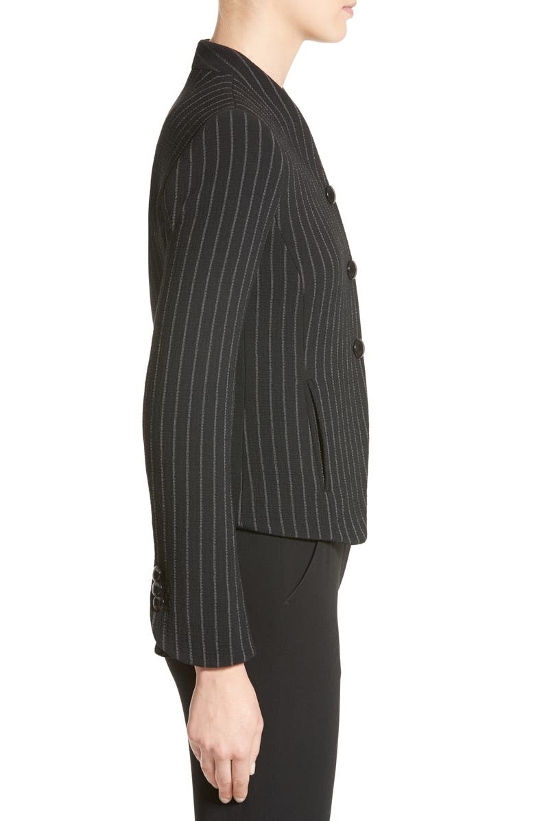 Armani Collezioni Stretch Wool Pinstripe Jacket, Alternate, color, Black Grey Multi