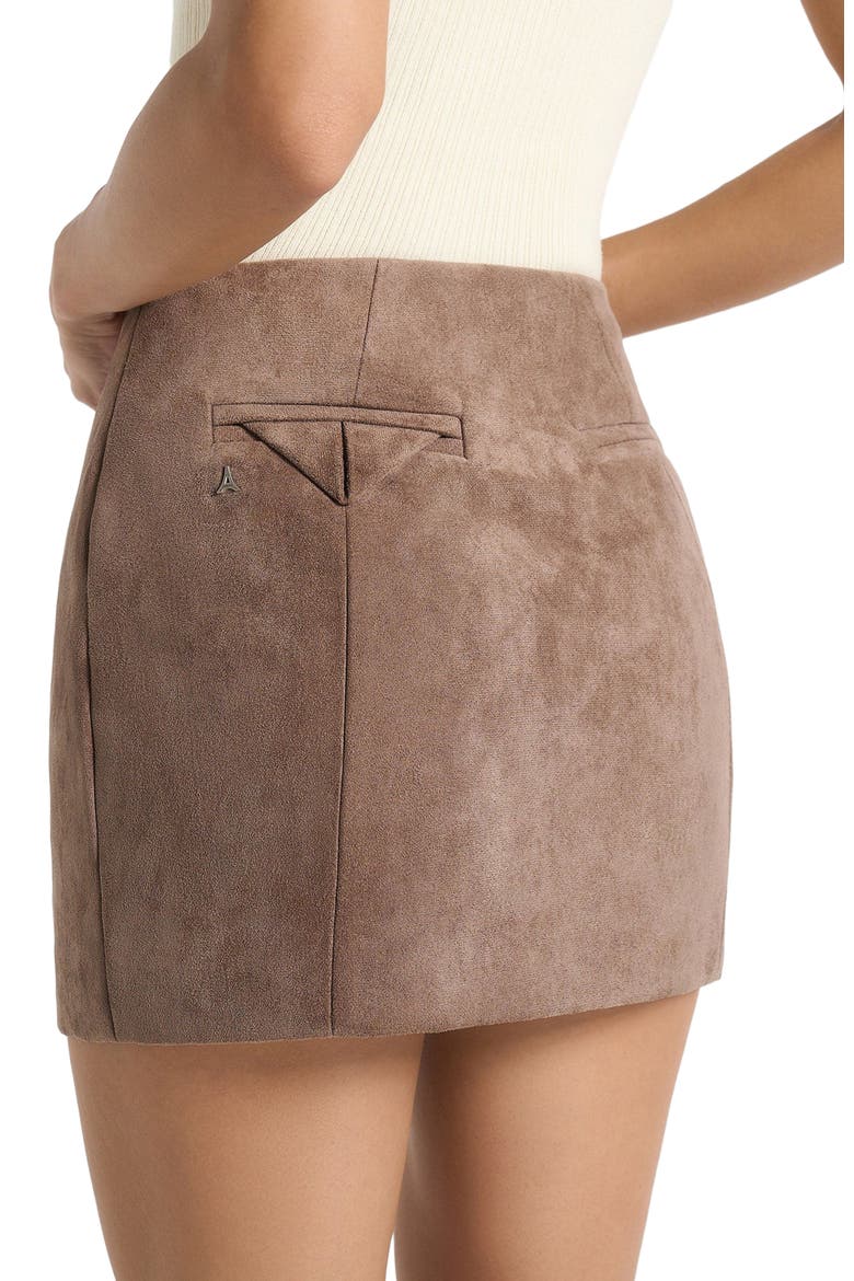 Cleo Suede A-Line Mini Skirt, Alternate, color, Taupe