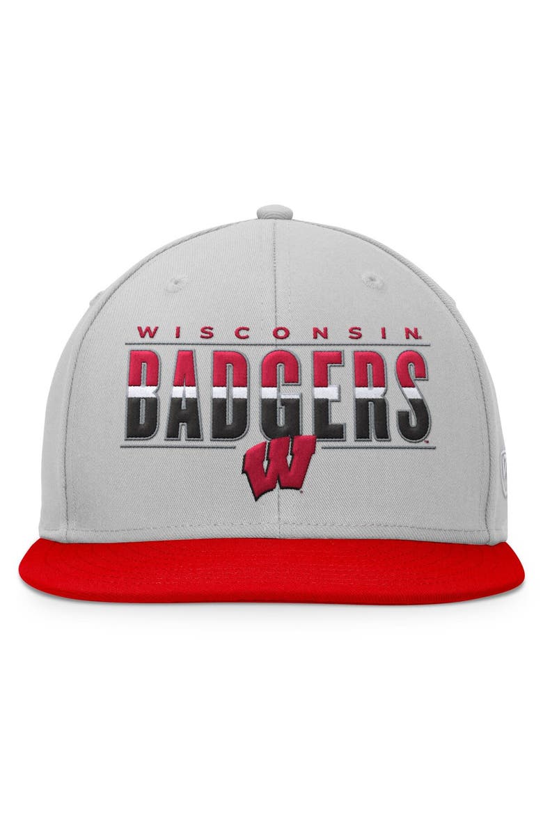 Men's Top of the World Gray Wisconsin Badgers Hudson Snapback Hat, Alternate, color, Gray