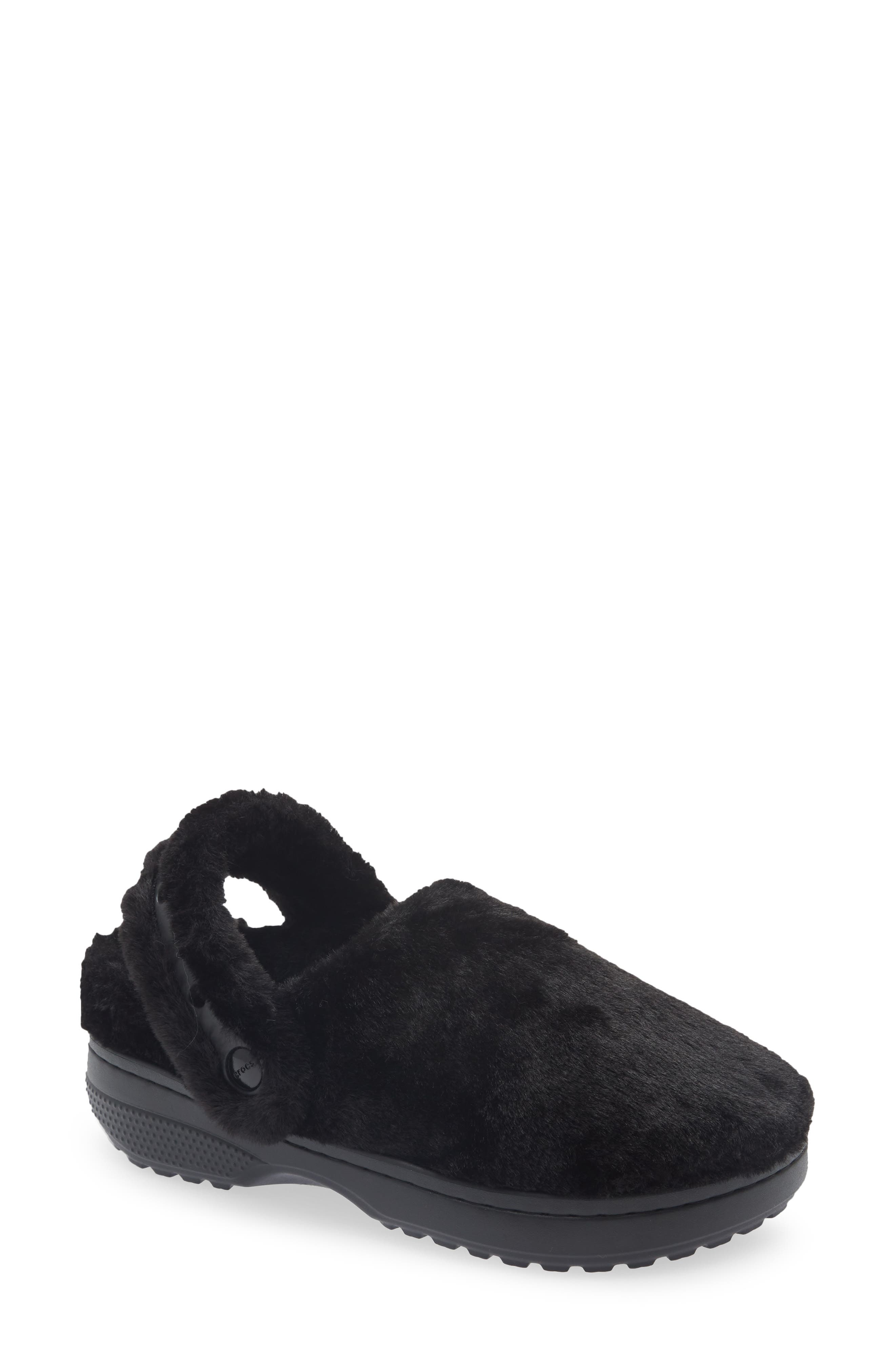 CROCS Classic Unfurgettable Faux Fur Clog, Main, color, Black