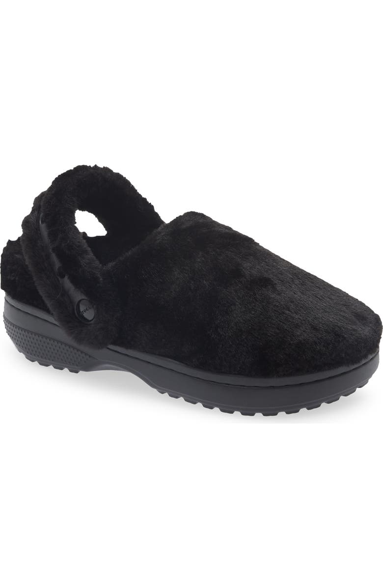 CROCS Classic Unfurgettable Faux Fur Clog, Main, color, Black