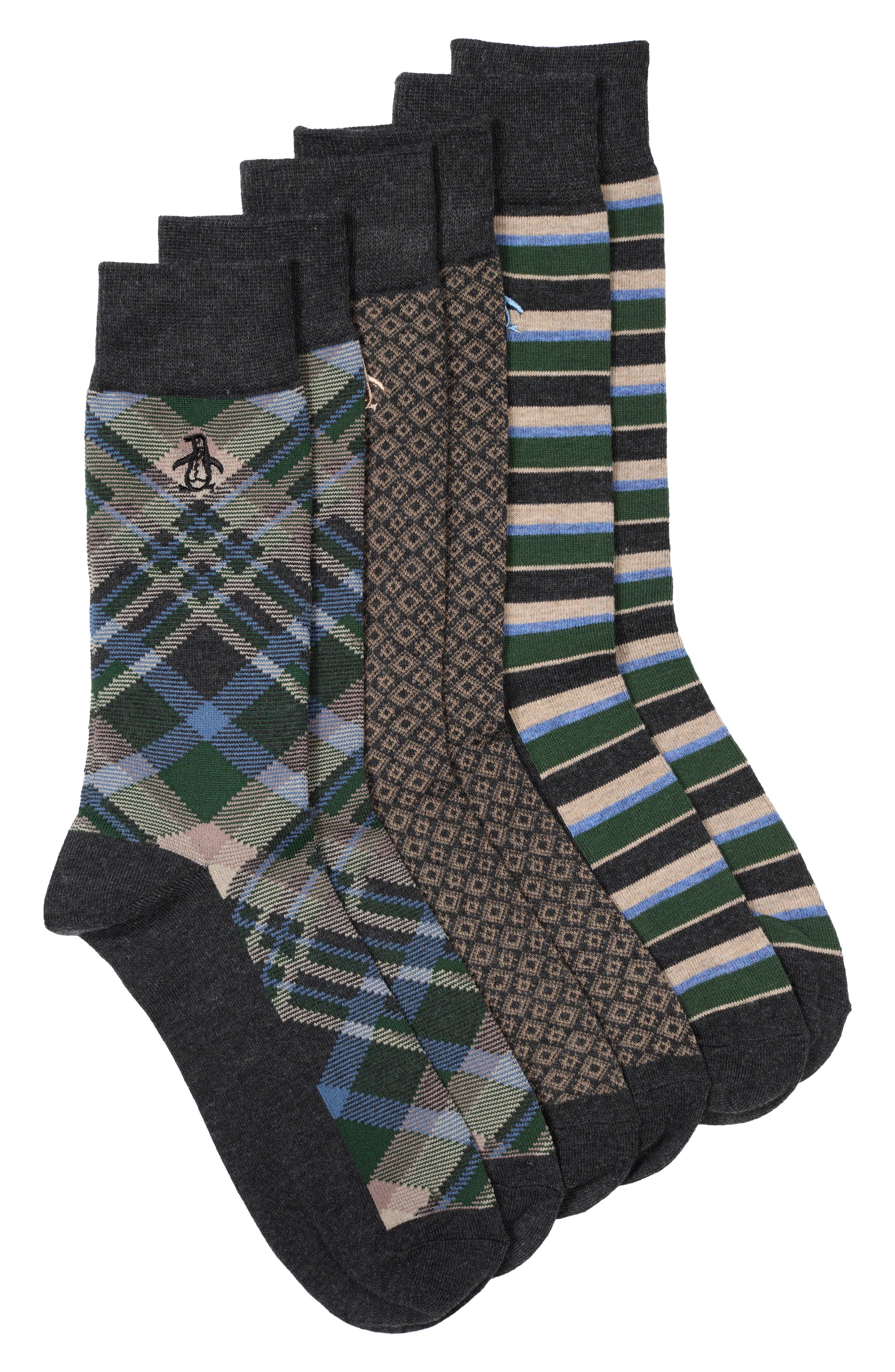 Assorted Russell Plaid 3-Pack Dress Socks