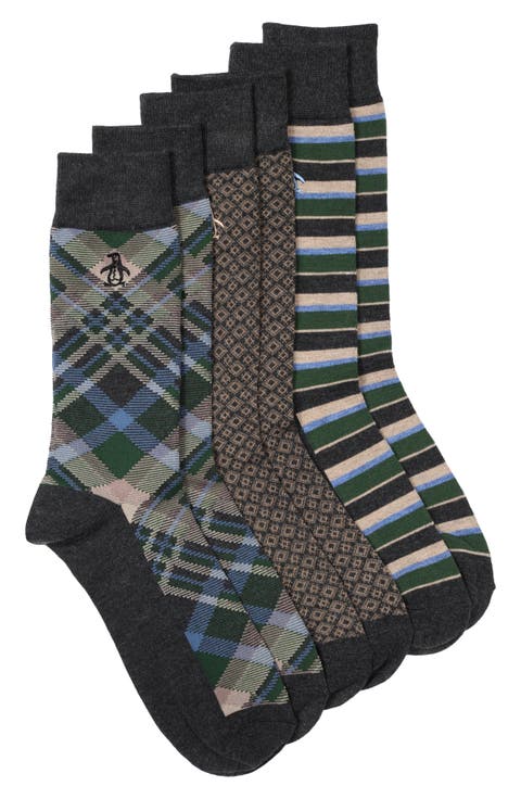 Assorted Russell Plaid 3-Pack Dress Socks