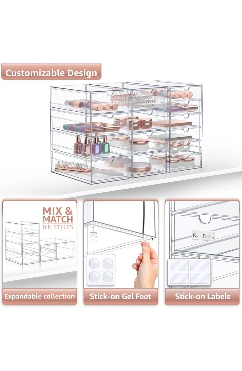 SORBUS 7-Drawer Acrylic Organizer, Alternate, color, Clear