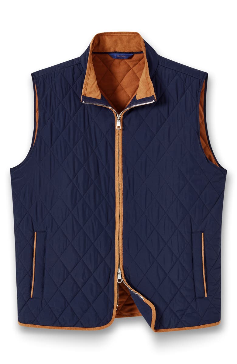 David Donahue Diamond Quilted Vest, Main, color, Navy