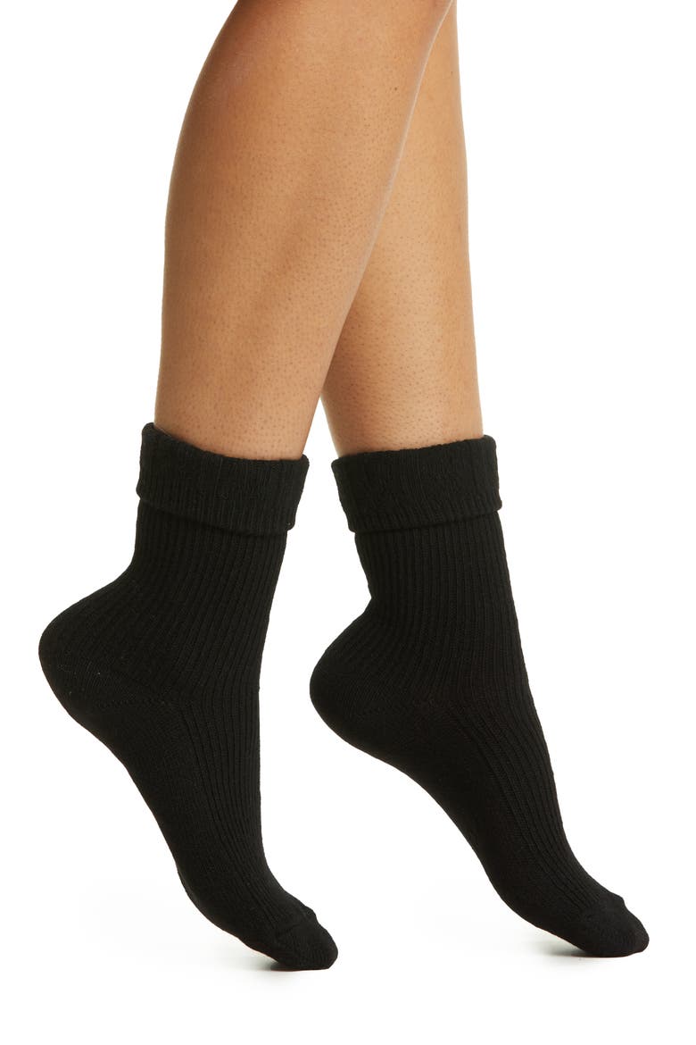 Hilda Wool & Cashmere Blend Crew Socks, Main, color, BLACK