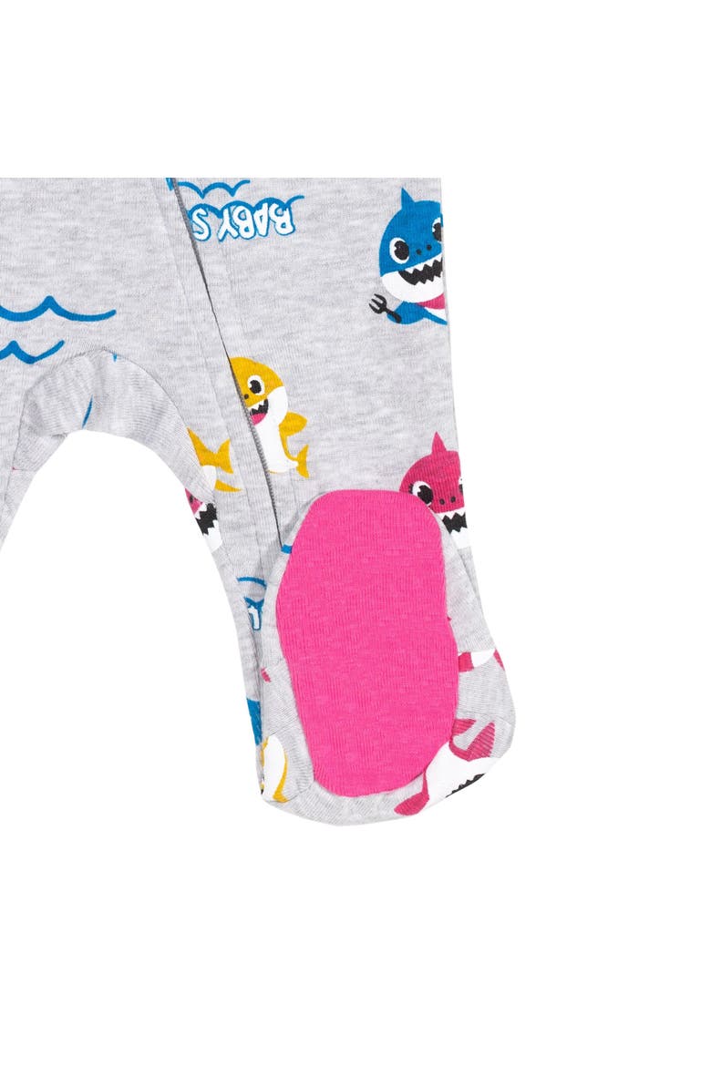 Baby Shark 2-Pack Zip-Up Footed Sleep N Play, Alternate, color, Pink Heather Grey