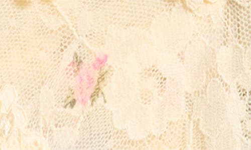 Skims Stretch Lace Dipped Thong In Butter Rosebud Print