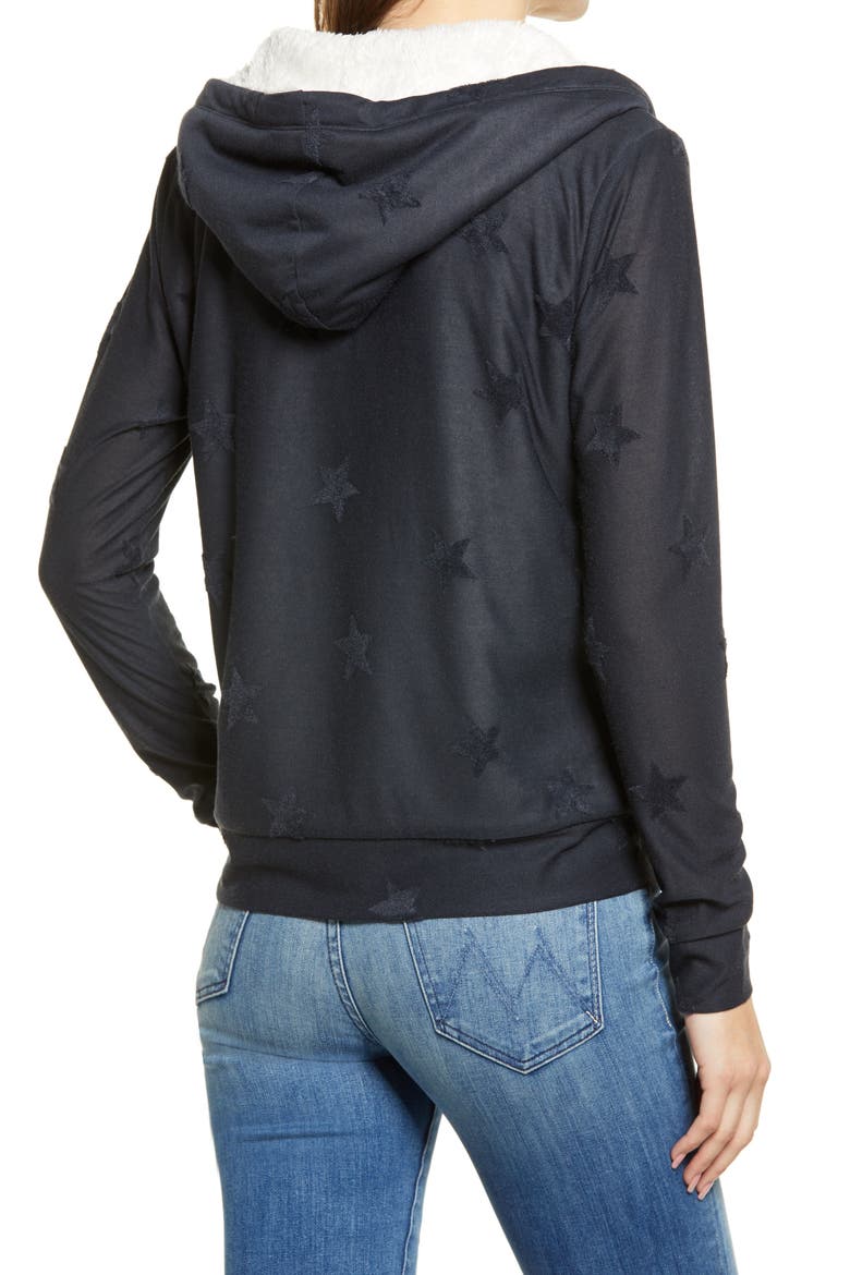 Flocked Zip Hoodie, Alternate, color, DENIM STARS