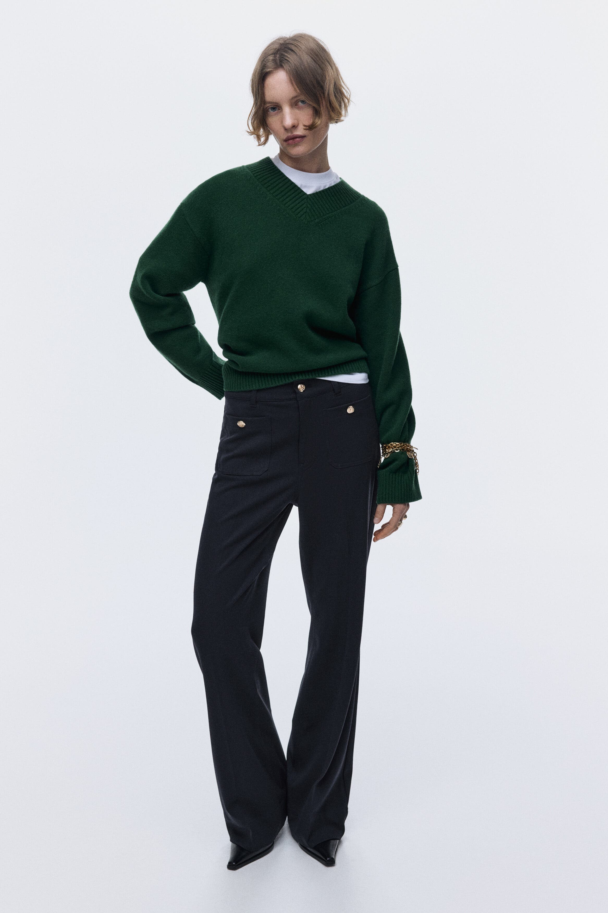 Flared Twill Trousers - image 4