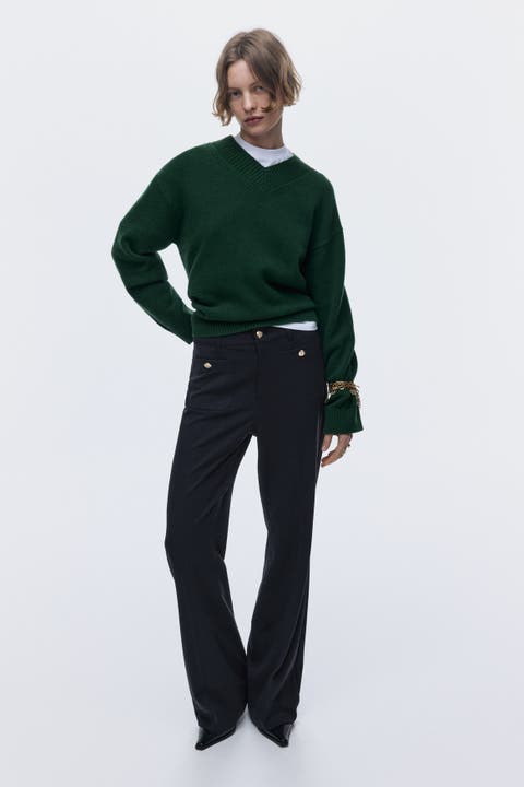 Flared Twill Trousers