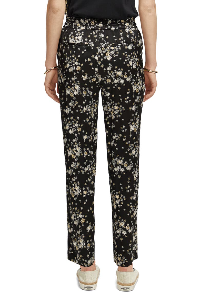 Nina Floral Print Tapered Pants, Alternate, color, 5640-DANDELION BLACK