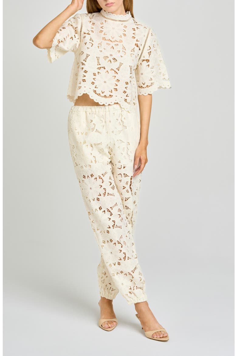 Steph Floral Cotton Lace Balloon Pants, Alternate, color, ANTIQUE IVORY