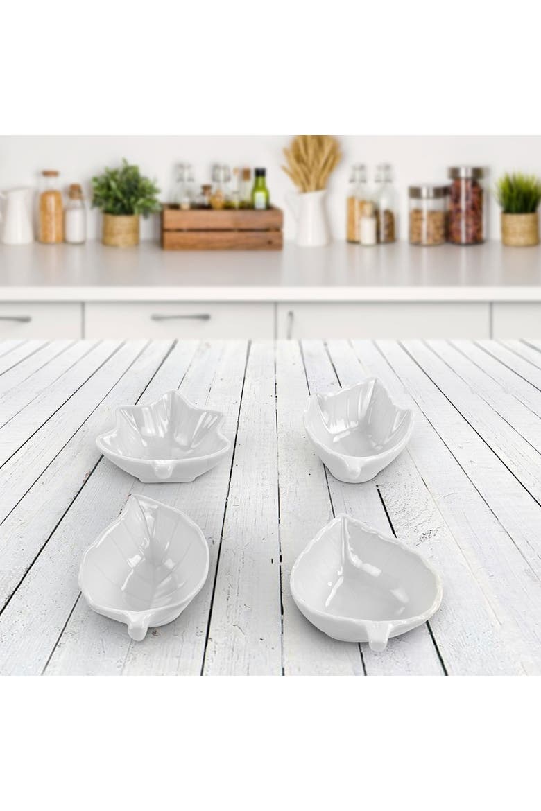 4 Piece Ceramic Tidbit Dish Set, Alternate, color, White