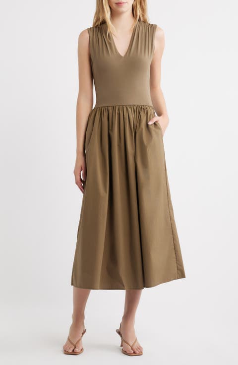 Winnie Mixed Media Midi Dress