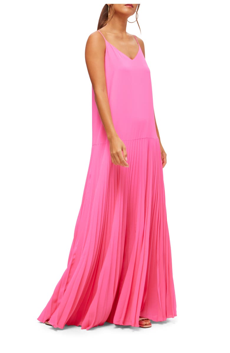 Trina Turk Drop Waist Pleated Carve Maxi Dress, Alternate, color, 