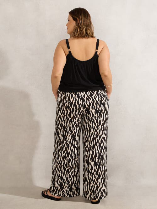Live Unlimited Drawstring Waist Wide Leg Pants In Multi