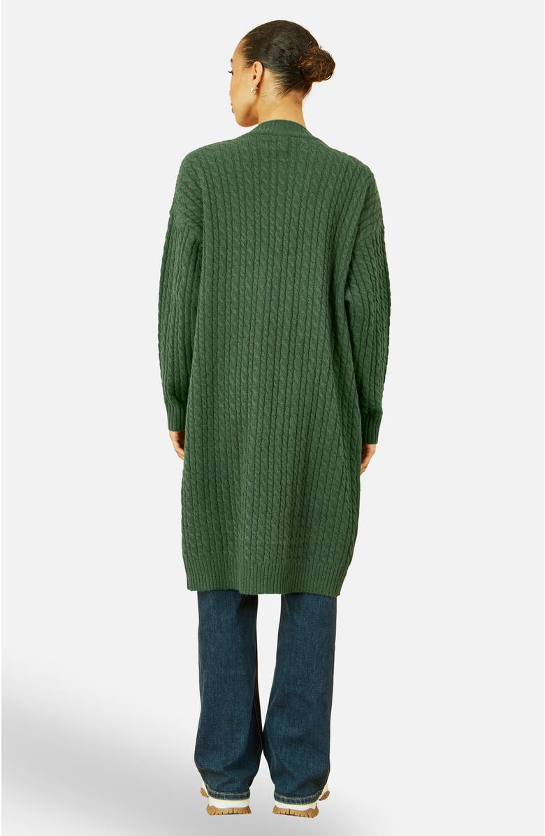 Yumi Cable Knit Long Sleeve Long Cardigan, Alternate, color, Green
