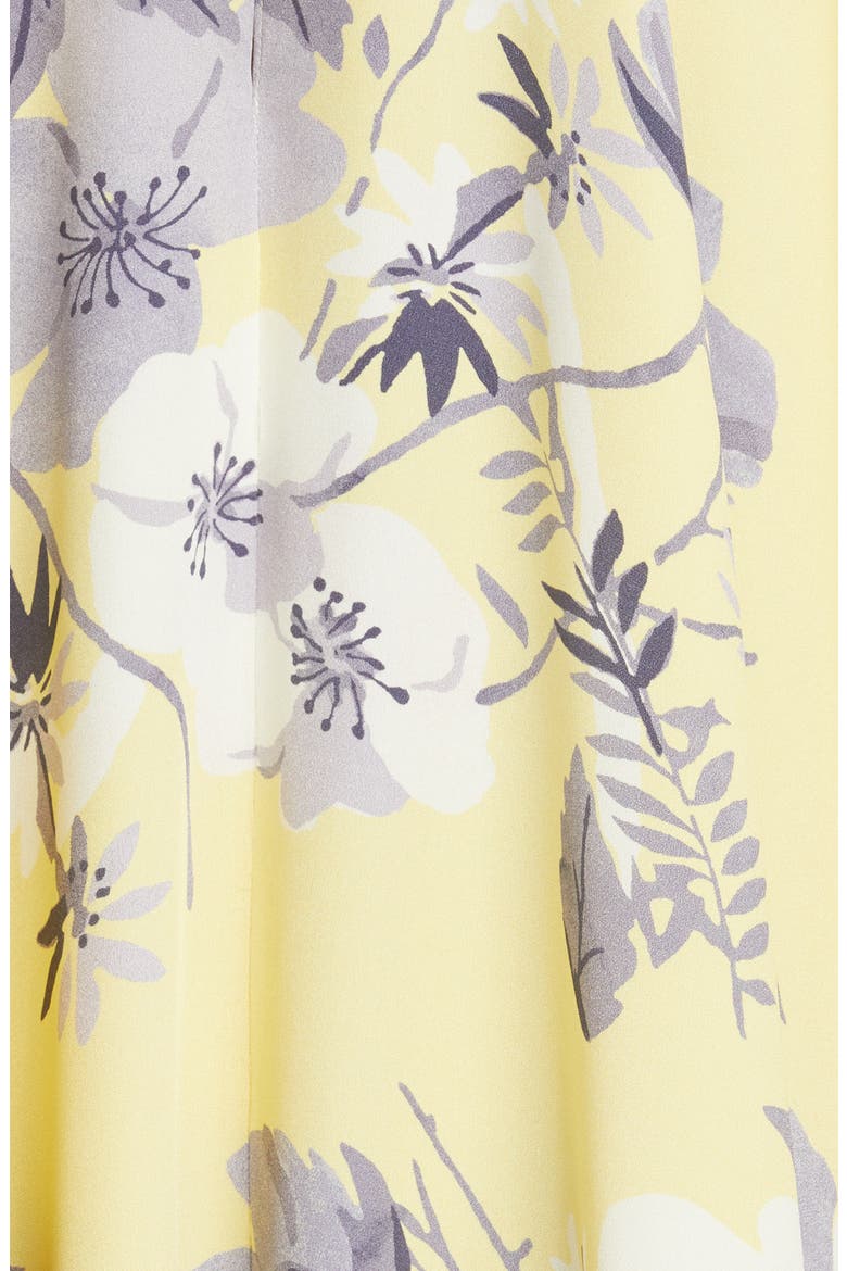 Floral Print Silk Maxi Dress, Alternate, color, YELLOW/ GREY MULTI