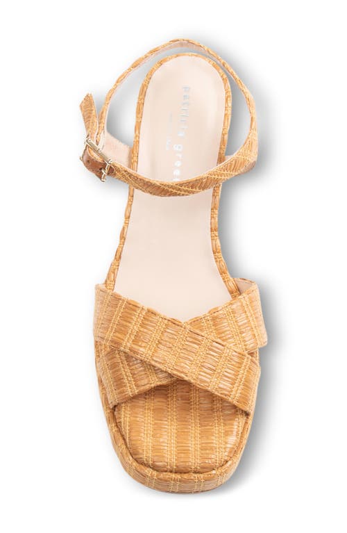 Patricia Green Provence Ankle Strap Platform Sandal In Cognac Raffia
