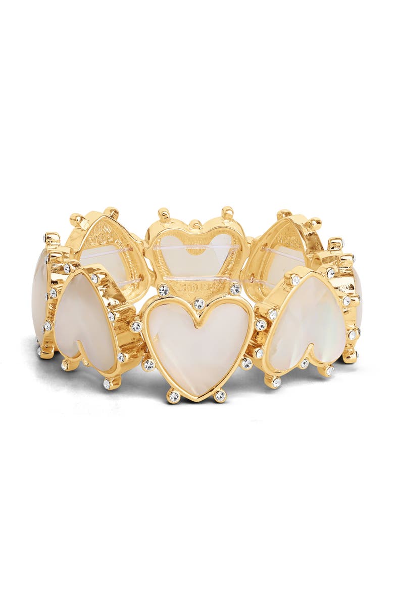 Gold-Tone Heart Bracelet with Rhinestone Embellishments, Main, color, Gold, white