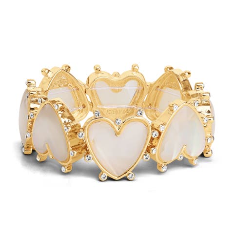 Gold-Tone Heart Bracelet with Rhinestone Embellishments